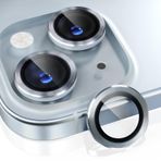 Choiche iPhone 15 /iPhone 15 Plus Kamera Lens Koruyucu, 9H Temperli Cam Kamera Kapağı Ekran Koruyucu Metal Halka Dekorasyon Aksesuarları (Gümüş) ile uyumludur