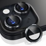 Choiche iPhone 15 /iPhone 15 Plus Kamera Lens Koruyucu, 9H Temperli Cam Kamera Kapağı Ekran Koruyucu Metal Halka Dekorasyon Aksesuarları (Siyah)