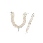 Choker Zirkon Taşlı Doğal İnci Kolye Bileklik İkili Set