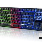 CHONCHOW Kablosuz LED Klavye, Şarj Edilebilir 87 Tuşlu RGB LED Arkadan Aydınlatmalı Kablosuz Klavye, Ergonomik Işıklı Oyun Klavyesi Kablosuz PC PS4 PS5 Xbox One için