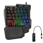 CHONCHOW Tek Elle Oyun Klavyesi Gökkuşağı LED Işıklı, 35 Tuşlu Taşınabilir Mini Tek El Klavyesi, Bilek Dayanaklı Ergonomik Kablolu Tek El Klavye Xbox PS4 PS5 PC Dizüstü Bilgisayar için USB Hublı