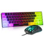 CHONCHOW%60 Oyun Klavyesi ve Fare Kombinasyonu, 68 Tuşlu Kablolu LED RGB Arkadan Aydınlatmalı Siyah Oyun Klavyesi ve RGB Arkadan Aydınlatmalı Oyun Faresi, PC Xbox PS4 Oyuncuları ve Çalışmaları için