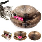 Choonjin Kedi tırmalama matı, kedi tırmalama tahtası, kediler için, yuvarlak, 2 oyuncak çan topu, büyülü tırmalama kedi oyuncağı, karton halka, oluklu kağıt etkileşimli kedi kazıma oyuncağı, kediler için
