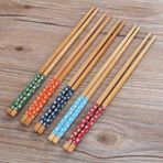 Chopstick Japon Çin Yemek Çubuğu 10 Çift Yıkanabilir Bambu Çok Renkli