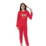 Chordi Baskılı Pamuk Kız Çocuk Yeni Yıl Pijama Takımı (Noel Baba)