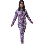 Chordi Kalp Desenli Kadın Polar Peluş Pijama Takımı (Mor)