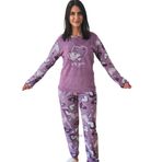 Chordi With You Kalp Desenli Kadın Polar Peluş Pijama Takımı (Mor)