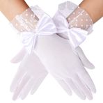 choyaxo Dantel eldiven kısa elbise eldiven kadınlar için çay parti eldivenleri bilek uzunluğu eldiven düğün Cosplay cadılar bayramı kostüm, Beyaz, Free