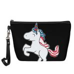 CHPGPUG Kadın Deri Bileklik El Çantası, Kadın seyahat cüzdanı, Çok Fonksiyonlu Kozmetik Seti Bozuk Para Çantası, Amerikan Bayrağı Unicorn, Günlük