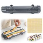 CHRI Bazooka Sushi makinesi, suşi seti, kendin yap, suşi rulosu yapıcı, suşi makinesi, bazuka ve bambu mat, yeni başlayanlar için (gri)
