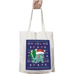 Christmas Bulbasaur Knit Pattern Pokemon Iki Tarafı Kalıcı Baskılı Yıkanabilir Çanta