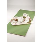 Christmas Cones Porselen Tepsili 2 Kişilik Kahve Fincanı & Lokumluk - 6 Adet - Beyaz