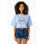 Christmas Holiday Wreath Bebe Mavi Kadın Crop Tshirt