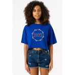 Christmas Holiday Wreath Mavi Kadın Crop Tshirt