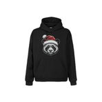 Christmas Panda Santa Noel Şapkası Funny New Year Yeni Yıl Yılbaşı Baskılı Sweatshirt Unisex Sweat Siyah