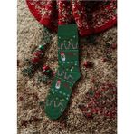Christmas Socks Işıklı Noel Baba Figürlü Dokuma Yılbaşı Çorap - 01-Yeşil - Standart