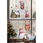 Christmas Stickerları, Noel Baba ve Yılbaşı Temalı Çocuk Odası Dekorasyon Seti, Kendinden Yapışkanlı Cam Süslemeleri, Sökülebilir Duvar Vitrin Çıkartmaları (Ayıcık ve Kış Arkadaşları)