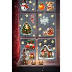 Christmas Stickerları, Noel Baba ve Yılbaşı Temalı Çocuk Odası Dekorasyon Seti, Kendinden Yapışkanlı Cam Süslemeleri, Sökülebilir Duvar Vitrin Çıkartmaları (Karlı Ev ve Kış Neşesi)