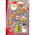 Christmas Stickerları, Noel Baba ve Yılbaşı Temalı Çocuk Odası Dekorasyon Seti, Kendinden Yapışkanlı Cam Süslemeleri, Sökülebilir Duvar Vitrin Çıkartmaları (Karlı Evler ve Çam Ağacı)