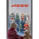 Christmas Stickerları, Noel Baba ve Yılbaşı Temalı Çocuk Odası Dekorasyon Seti, Kendinden Yapışkanlı Cam Süslemeleri, Sökülebilir Duvar Vitrin Çıkartmaları (Tren ve Evler)