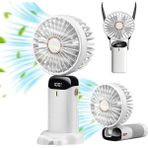 Chronus Mini El Fanı Portatif Kişisel Fan Asılı Boyun Fanı 90° Ayarlanabilir USB Şarj Edilebilir 5000MAH Küçük Masa Fanı 5 Hız (Yurt Dışından) - Beyaz