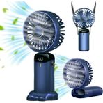Chronus Mini Taşınabilir Boyun El Fanı 90° Ayarlanabilir USB Şarj Edilebilir 5000MAH (Yurt Dışından) - Mavi