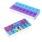 CHSEROK Dispenser ilaçlar, 2 adet tablet dispenseri, iki sıralı, 14 bölmeli ilaç düzenleyici, istekleri ile, vitamin, hap, balık yağı saklamak için