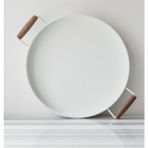 Cht Galvaniz Ahşap Kulplu Yuvarlak Tepsi Krem - 37 cm