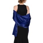 chuangminghangqi Kadınlar için saten şal, Stola, Wrap, Pashmina, düğün, uzun, plaj, parti, akşam, tören, kokteyl, nedime, mezuniyet balosu için, Koyu mavi, 220cm*70cm