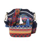 CHUANGOU Kadın Boho Çanta Çapraz Çanta Nakış Etnik Kadın Hediyeleri, L, siyah