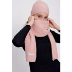 Chuba 22WK270 Pudra Selanik Triko Kadın Atkı ve Bere Takım