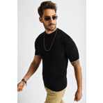 CHUBA Erkek Siyah Fitilli Bisiklet Yaka T-Shirt