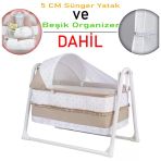 Chubby Baby Lüks Sallanır Tenteli Portatif Sepet Beşik + Organizer - 5 Cm Sünger Yatak
