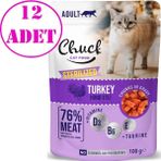 Chuck 12x100 gr Kısırlaştırılmış Hindi Etli Pouch Yetişkin Kedi Maması