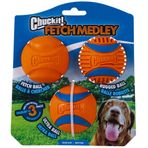 Chuckit! Fetch Medley Gen 3 (Ultra Ball, Fetch Ball, Rugged Ball) 3'lü Köpek Oyun Topu Seti (Orta Boy(