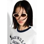 Chunky Frame Egg Krem Cat Eye Vintage Model Oval Güneş Gözlüğü