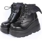 Chunkyated Kalın Tabanlı Bot Koyu Özel Kanat Dolgulu Kısa Bot Kadın Avrupa ve Amerikan Büyük Beden Martin Boots (Yurt Dışından) - Açık Gri