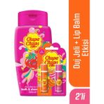 Chupa Chups Dudak Lip Balm 2li Çilek ve Portakal 300ML Çilek Kokulu Duş Jeli Hediyeli - Kırmızı Turuncu