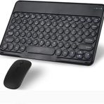 Chuwi Hi10 X Tablet 10.1" Uyumlu Kablosuz Bluetooth Şarj Edilebilir Yuvarlak Tuşlu Klavye Mouse Seti - Siyah