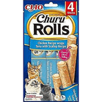 Ciao Churu 10 gr 4'lü Rolls Sticks Deniz Taraklı Tavuk Sargılı ve Ton Balıklı Kedi Ödülü