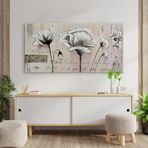 Çiçeğin Doğuşu Yağlı Boya Dokulu Tablo 60X90 Gold Çerçeveli