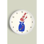Çiçek Açan Zaman Modern Tasarım Duvar Saati - 35cm - Önü Camlı Beyaz Kasa - Sessiz Mekanizma, JH0493S35BKP