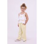 Çiçek Desen Bluz Keten Pantolon Takım Sarı - 3 - 4 Yaş