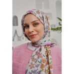 Çiçek Desen Pembe Soft Pamuk Şal