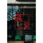 Çiçek Desenli 8 Mart Özel Tasarım Sticker - Dünya Kadınlar Günü Kutlu Olsun Cam Vitrin Sticker (Kırmızı)