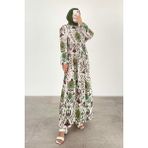 Çiçek Desenli Elbise Mint Yeşili - M - L