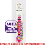 Çiçek Desenli Kedi Boyun Tasması Zilli Silikon Tasma 27 Cm 1 Adet