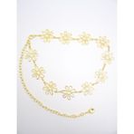 Çiçek Desenli Metal Zincir Kadın Kemer, Elbise, Gömlek, Pantolon, Şort Kemeri - Gold - Standart