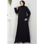Çiçek Detay Taşlı Ferace Siyah HM2847