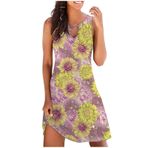 Çiçek gevşek Fit kadınlar için yaz sonbahar kolsuz Vneck Midi plaj Cut Out Hawaii tropikal elbiseler kadınlar 2025, K-699 Hardal Sarısı, S